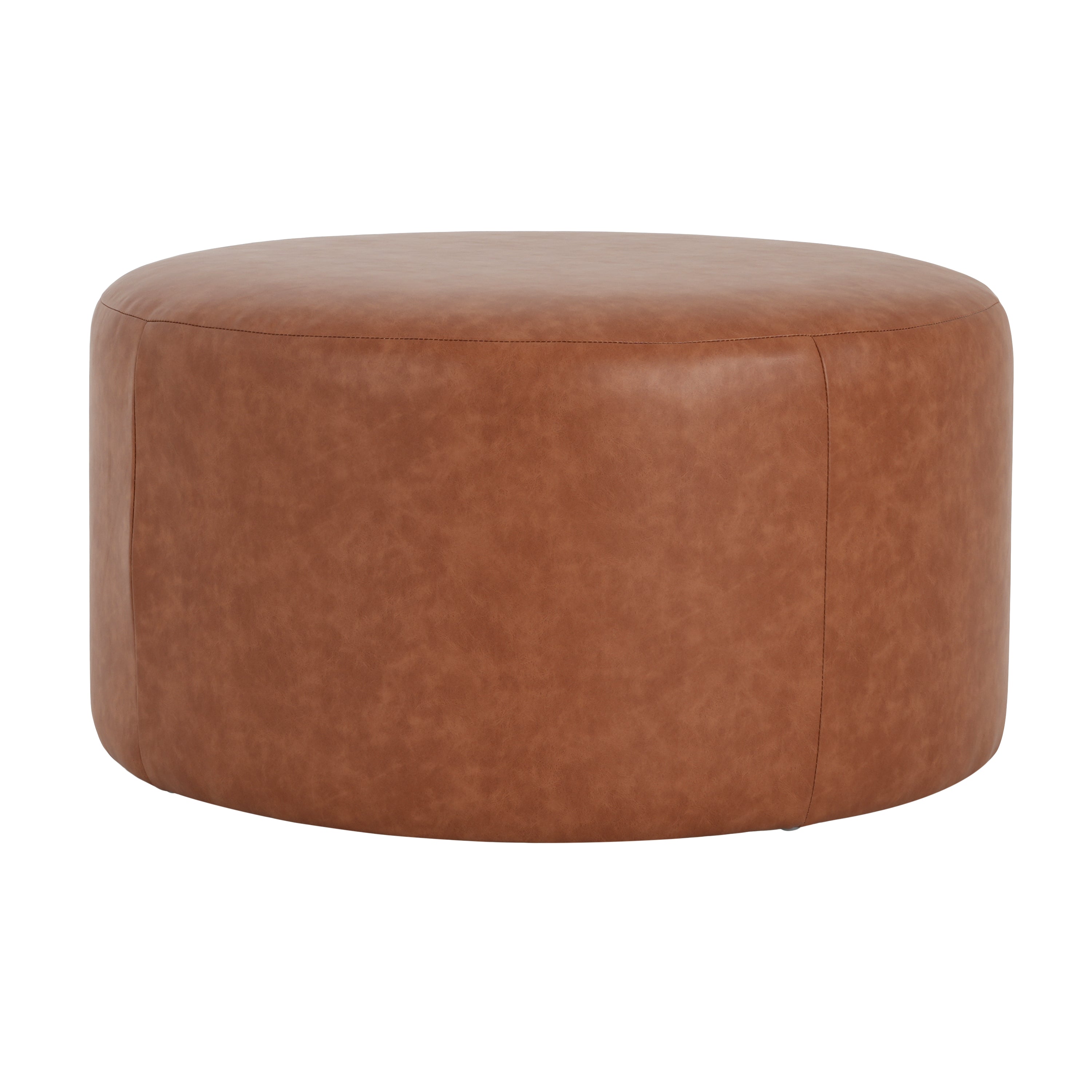Christopher Knight Home Olias Modern Round Versatile Ottoman, Cognac Brown