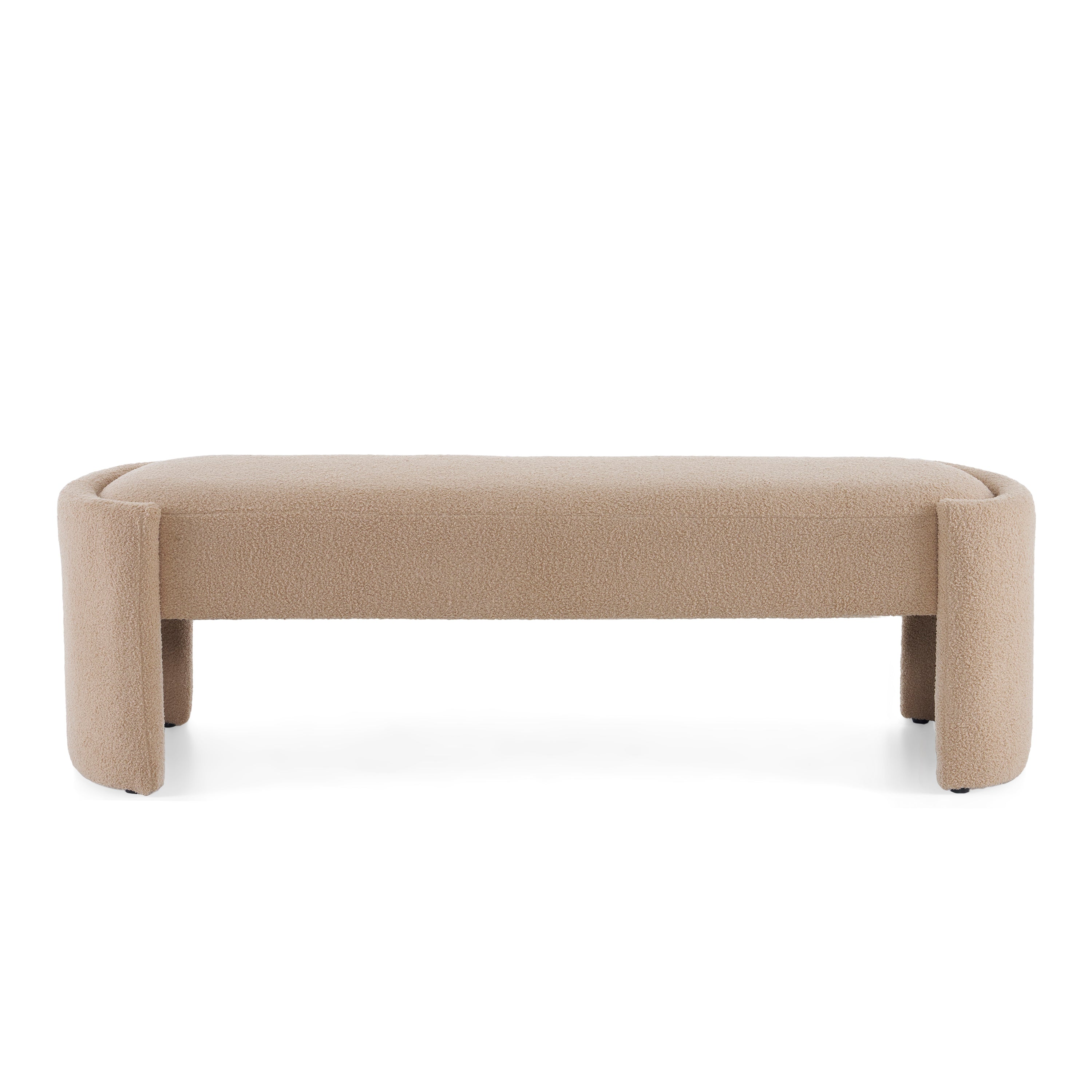 Christopher Knight Home Eugene Modern Boulce Upholstered Ottoman, Light Camel