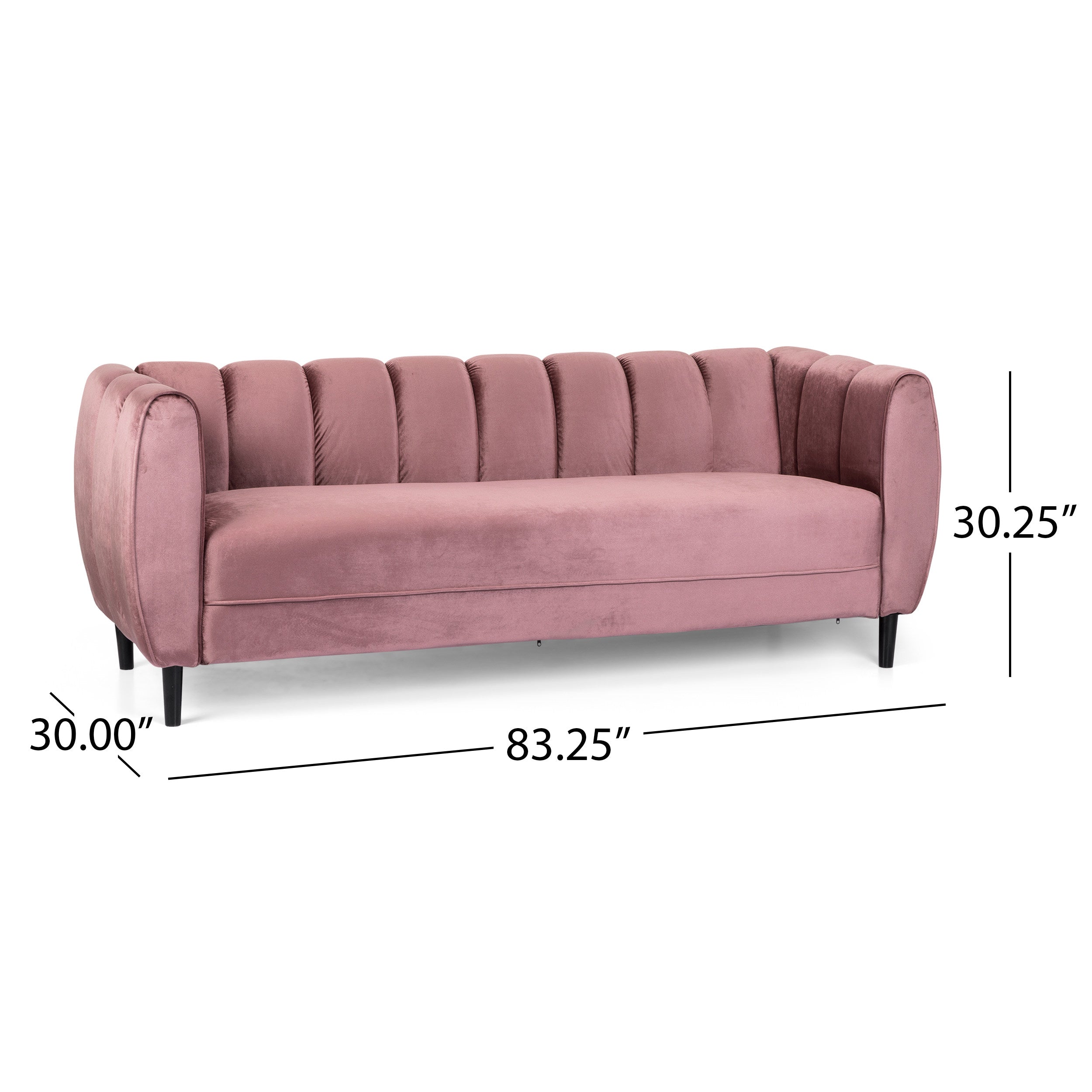 Modern Glam Velvet Sofa with Channel Stitching & Birch Wood Legs ¨C Luxury Upholstered Living Room Couch