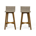 GDFStudio Glory Outdoor Acacia Wood and Wicker 31 Inch Barstools (Set of 2), Brown