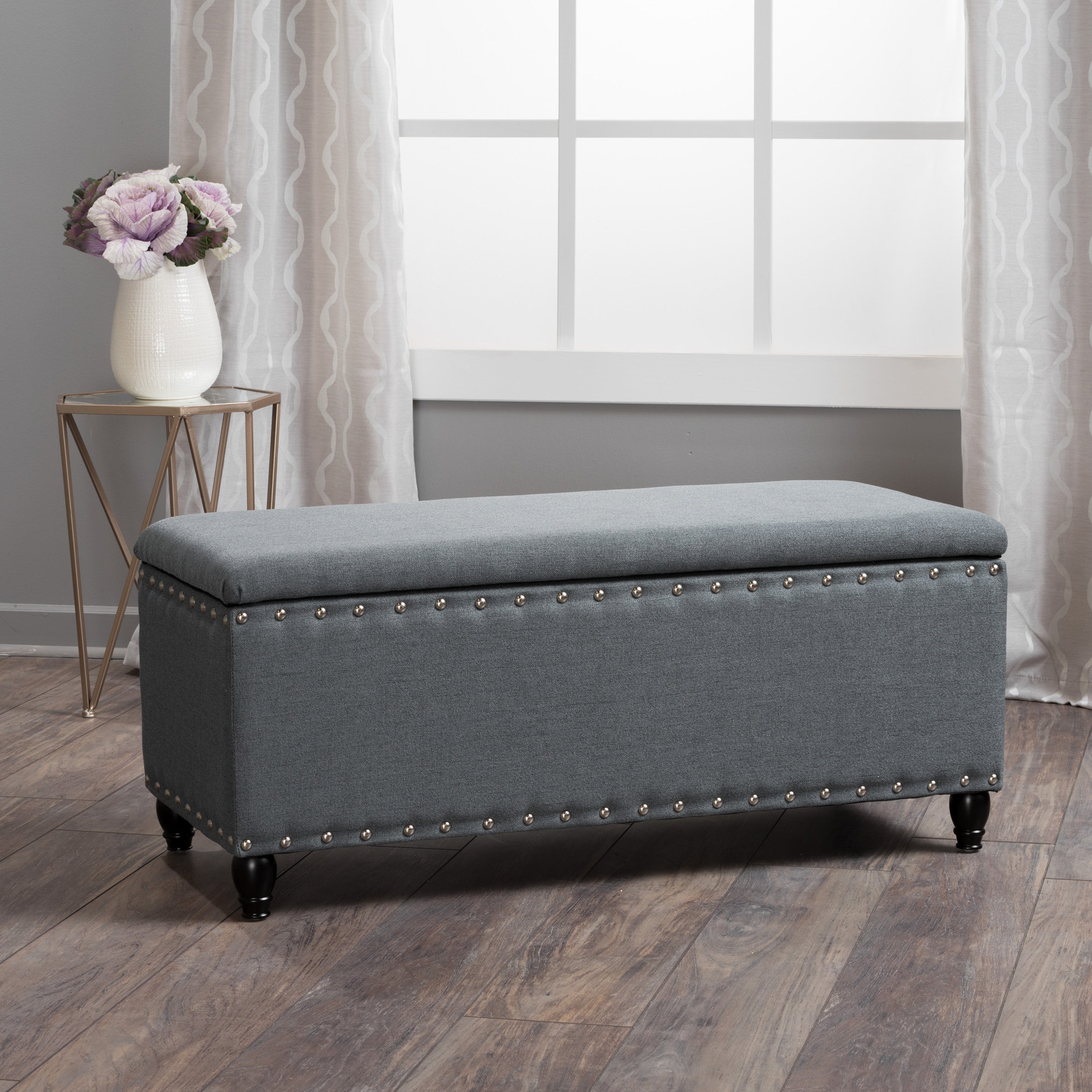 Christopher Knight Home 50" Faux Leather Tufted Storage Ottoman Bench with Hidden Storage
