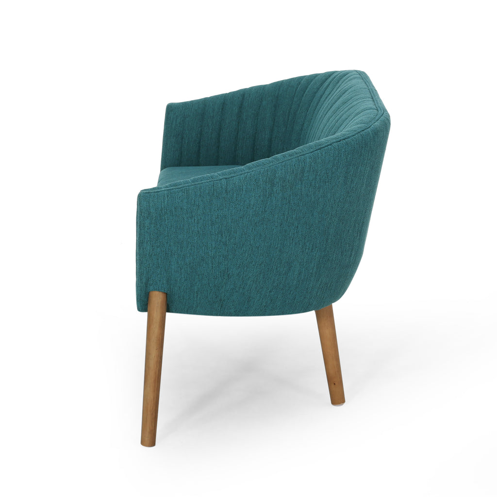 Mid-Century Modern Loveseat with Channel-Stitched Backrest & Rubberwood Legs ¨C Upholstered Small Sofa