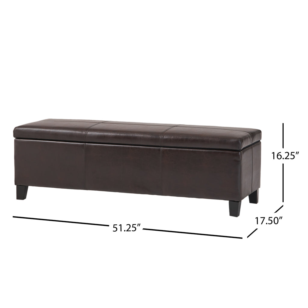 Christopher Knight Home 50" Faux Leather Tufted Storage Ottoman Bench with Hidden Storage