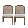 Christopher Knight Home Whim Rubber Wood Dining Chair with Rattan Back, Set of 2, Walnut