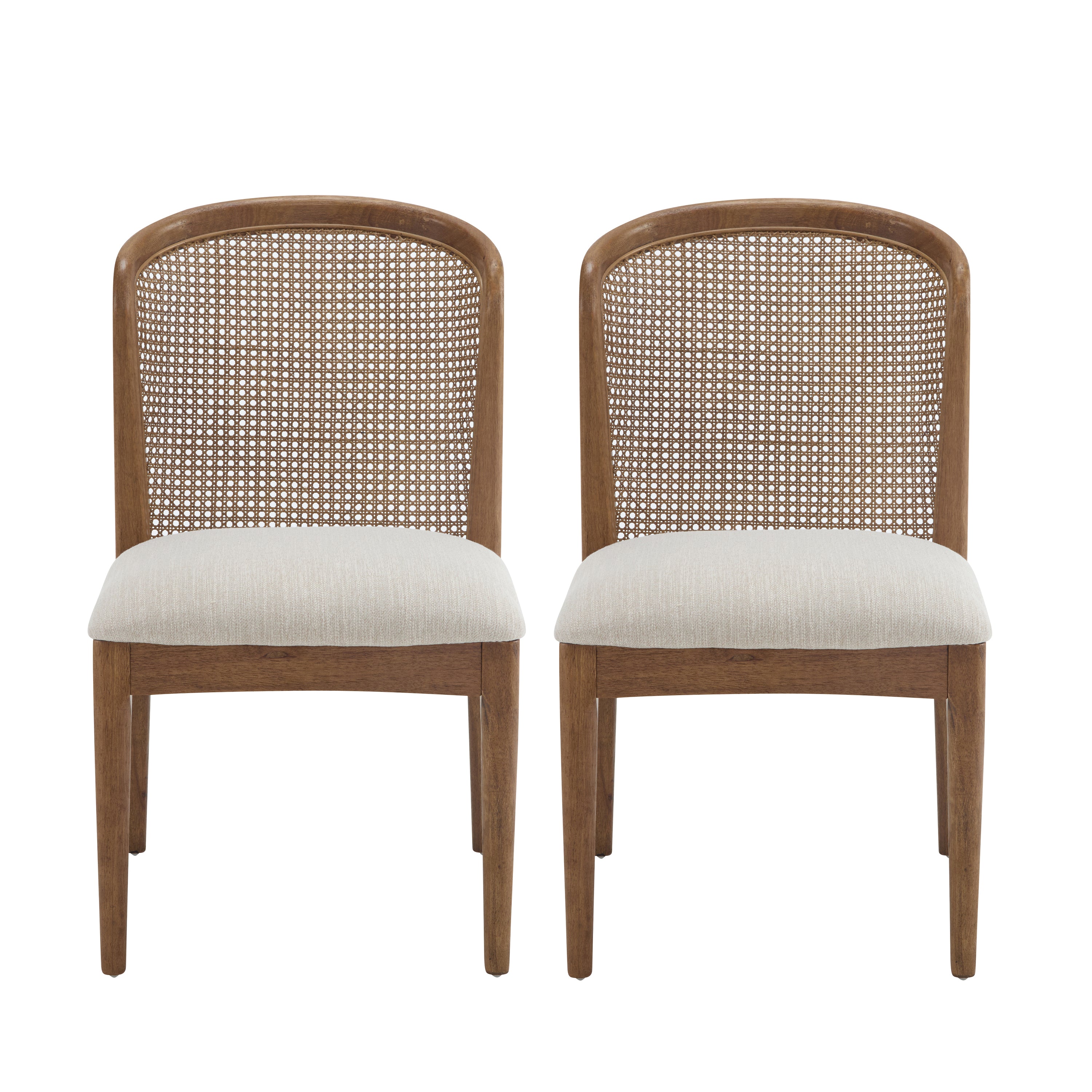 Christopher Knight Home Whim Rubber Wood Dining Chair with Rattan Back, Set of 2, Walnut
