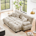 Christopher Knight Home Nelson Chenille 94" Sectional Sofa with Upholstered Wide Arm Sofa and Convertible Ottoman,Light Coffee/Two Ottoman