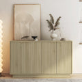 GDFStudio Aurora Modern Fluted Sideboard Buffet Cabinet with Adjustable Shelves, Brown
