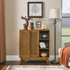 GDFStudio Andrew Mid Century Modern 36" Wood Storage Sideboard with 2 Rattan Doors