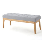 Christopher Knight Home Mid-Century Modern Tufted Upholstered Bench with Birch Wood Legs