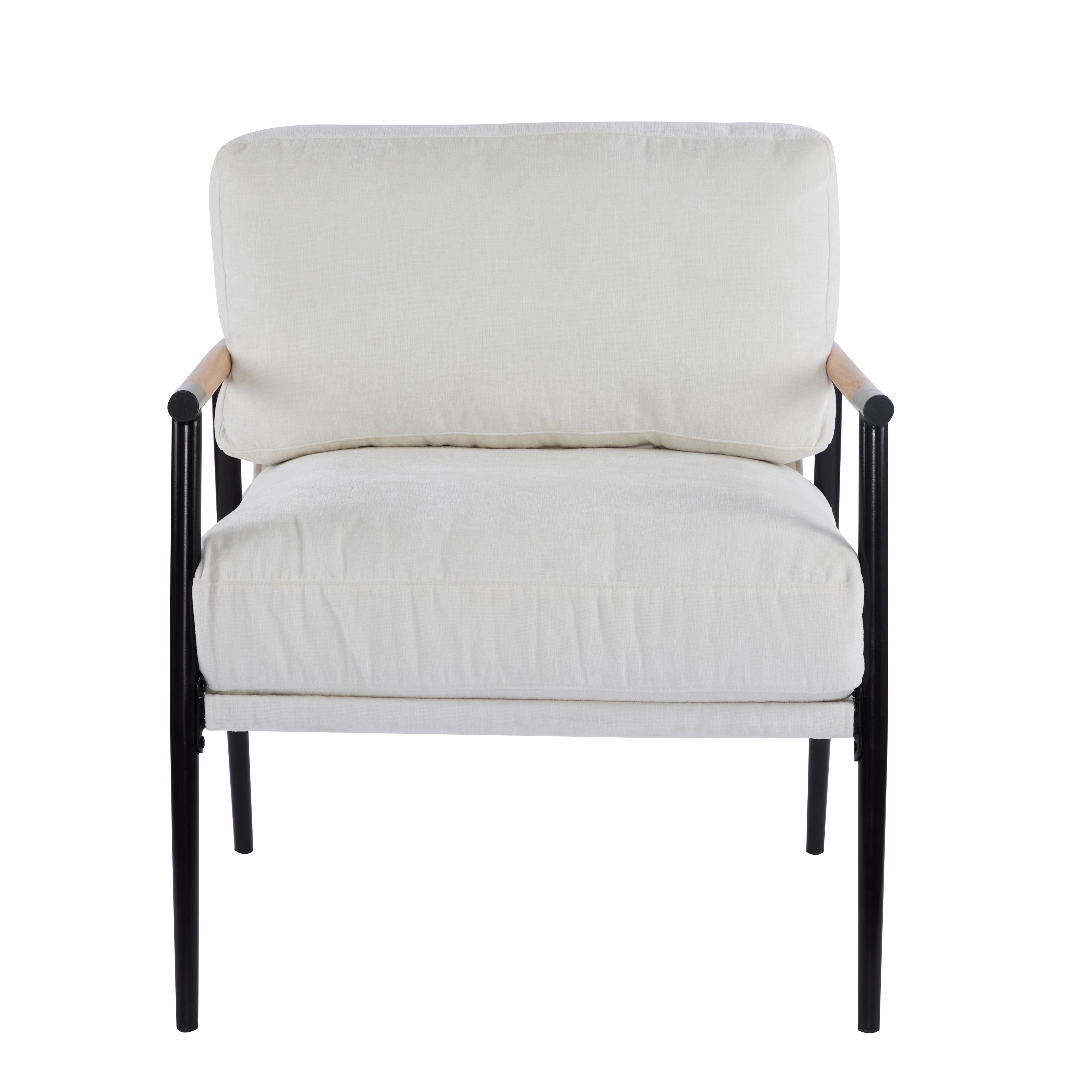 Christopher Knight Home Varsts Modern Wooden and Metal Upholstered Accent Chair, Beige/Black