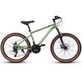 GDFStudio Alora 24'' Classic 21-Speed Teenager Mountain Bike with Carbon Steel Frame and Disc Brakes, Green