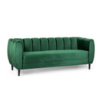 Modern Glam Velvet Sofa with Channel Stitching & Birch Wood Legs ¨C Luxury Upholstered Living Room Couch