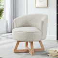 GDFStudio Glenn 360  Swivel Linen Upholstery Rubberwood Cross Base Chair, Light Gray