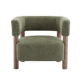 Christopher Knight Home Bram Rubberwood Boucle Upholstered Accent Arm Chair with Open Curved Back, Olive Green