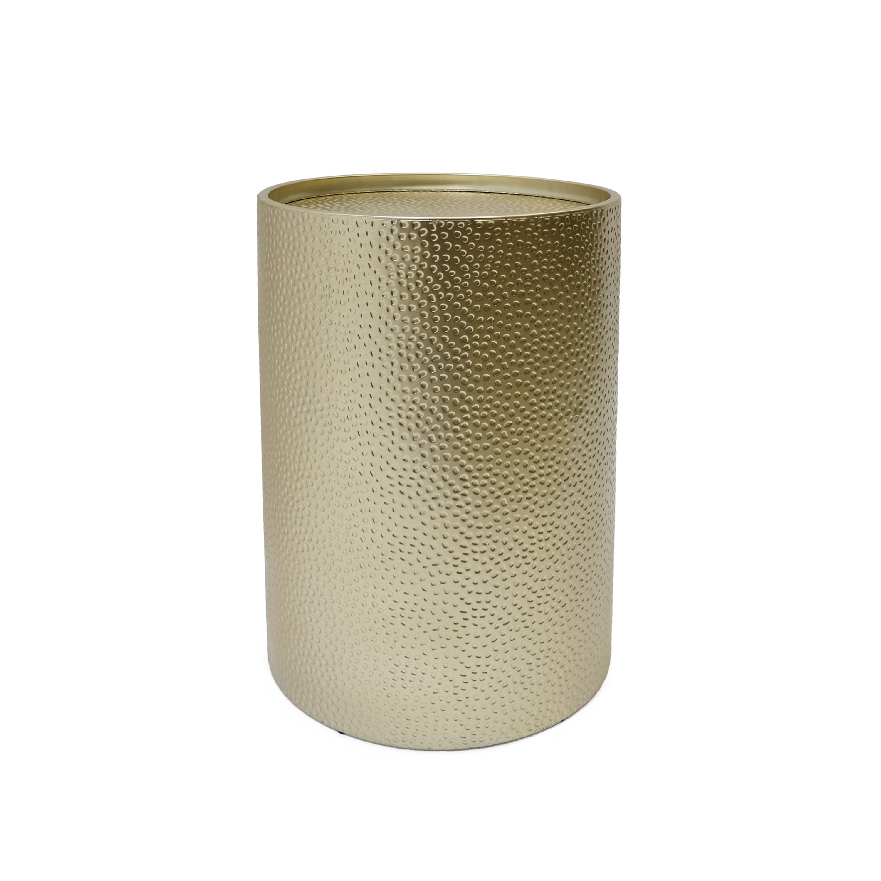GDFStudio Geyer Modern Hammered Iron Round Accent Table, Gold