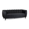 Modern Glam Velvet Sofa with Channel Stitching & Birch Wood Legs ¨C Luxury Upholstered Living Room Couch