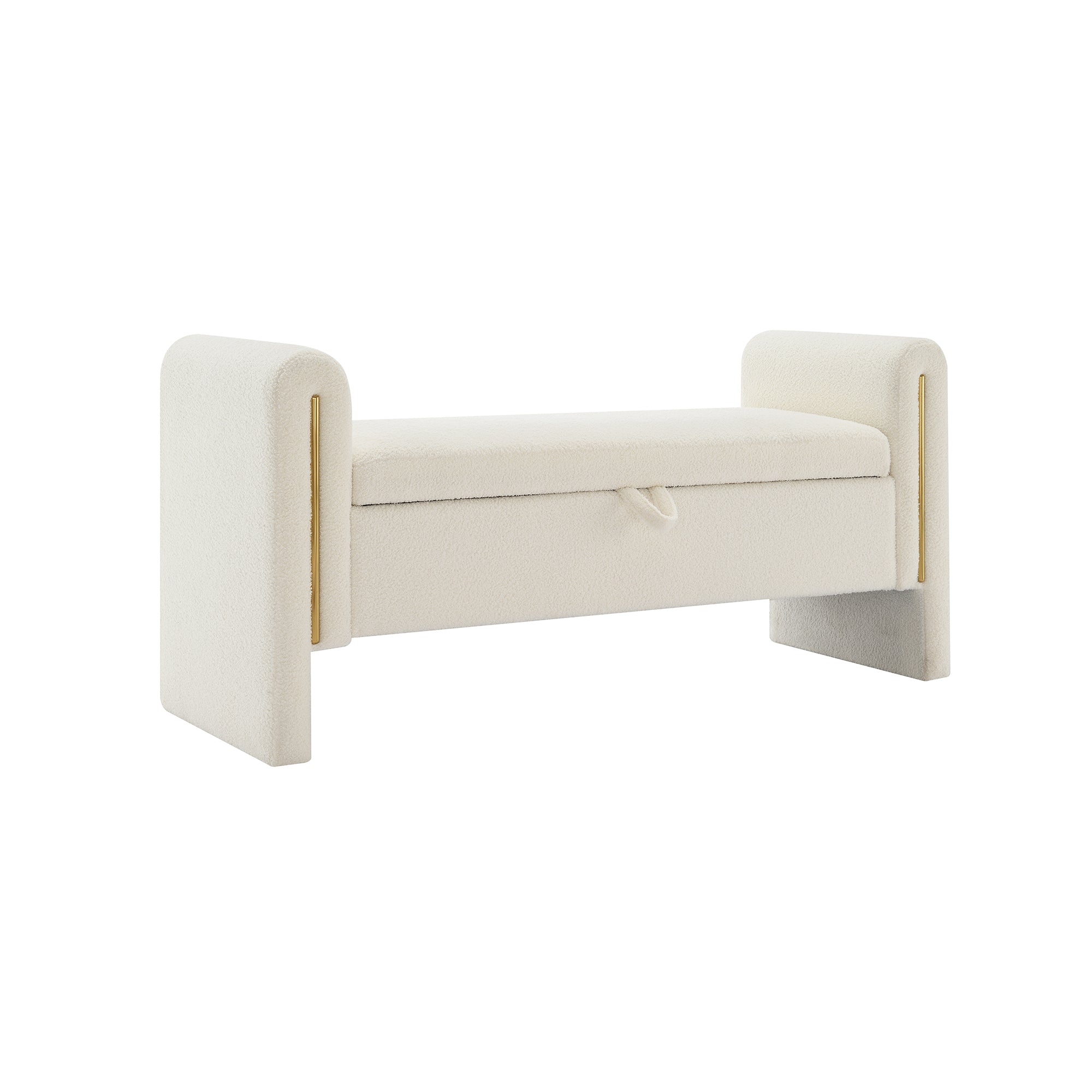 GDFStudio Rusk Modern Storage 52" Upholstered Ottoman, White