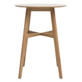 GDFStudio Gideon Mid-Century Modern Round Bar Height Table with Splayed Legs, Natural Oak