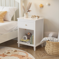 GDFStudio Cliff 26.77''H Wooden Nightstand with Drawer and Shelf, White