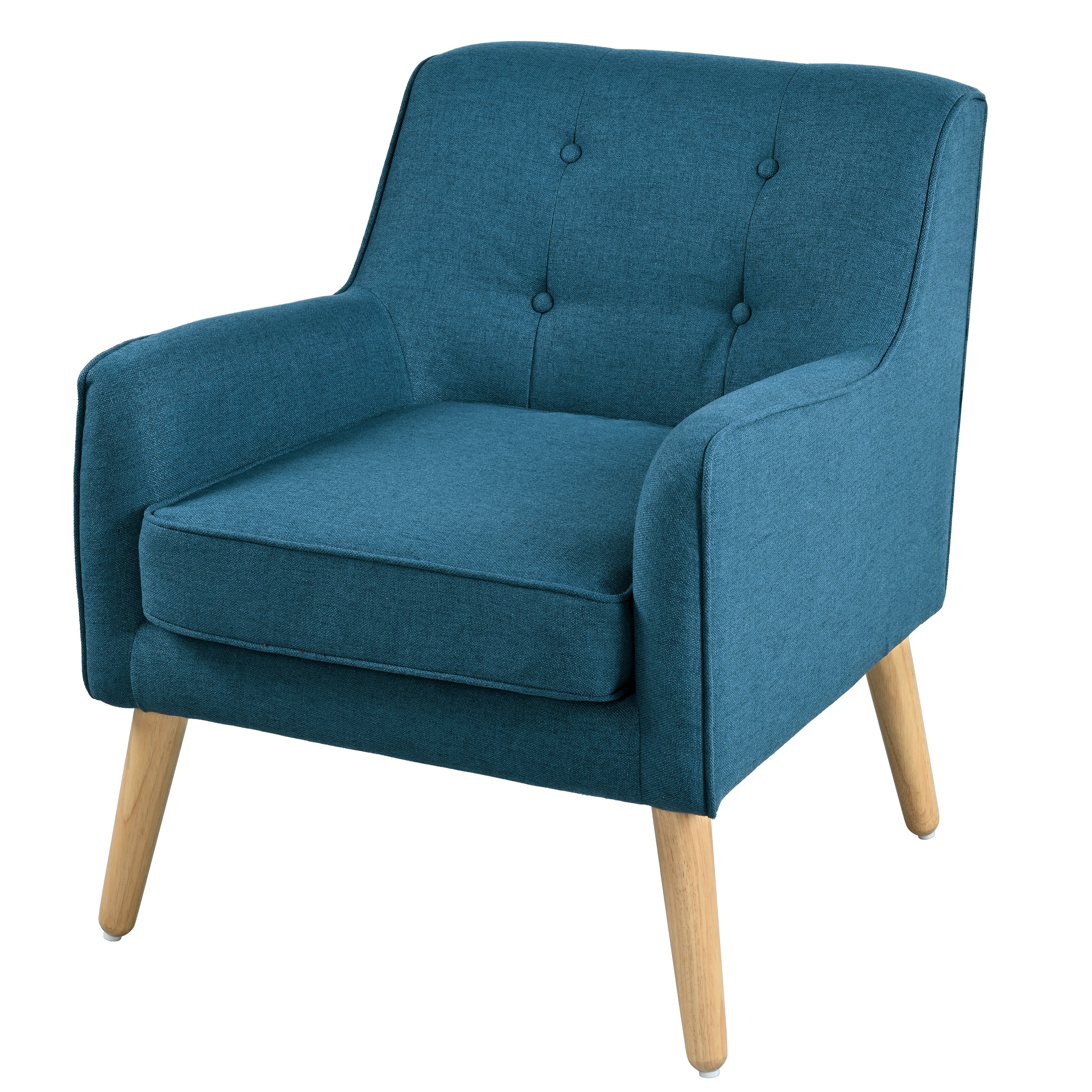 Christopher Knight Home Calix Mid-Century Modern Button Tufted Upholstered Accent Chair, Blue