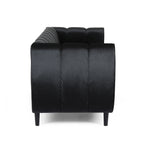 Modern Glam Velvet Sofa with Channel Stitching & Birch Wood Legs ¨C Luxury Upholstered Living Room Couch