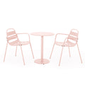 Christopher Knight Home Corey 3 Piece Outdoor Modern Metal Bistro Set with Open Slat Design, Light Pink