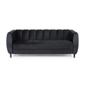 Christopher Knight Home Bobran Modern Wood and Velvet 3 Seater Sofa, Black/Dark Brown