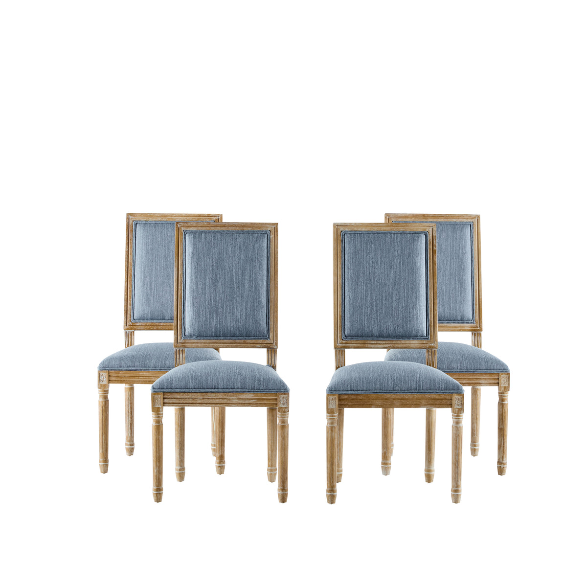Christopher Knight Home Carina French Country Rubberwood Upholstered Dining Chair (Set of 4), Slate Blue