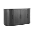 Christopher Knight Home Ashby 57'' Modern Curved Buffet Cabinet Sideboard with 4 Doors and Metal Handles, Black