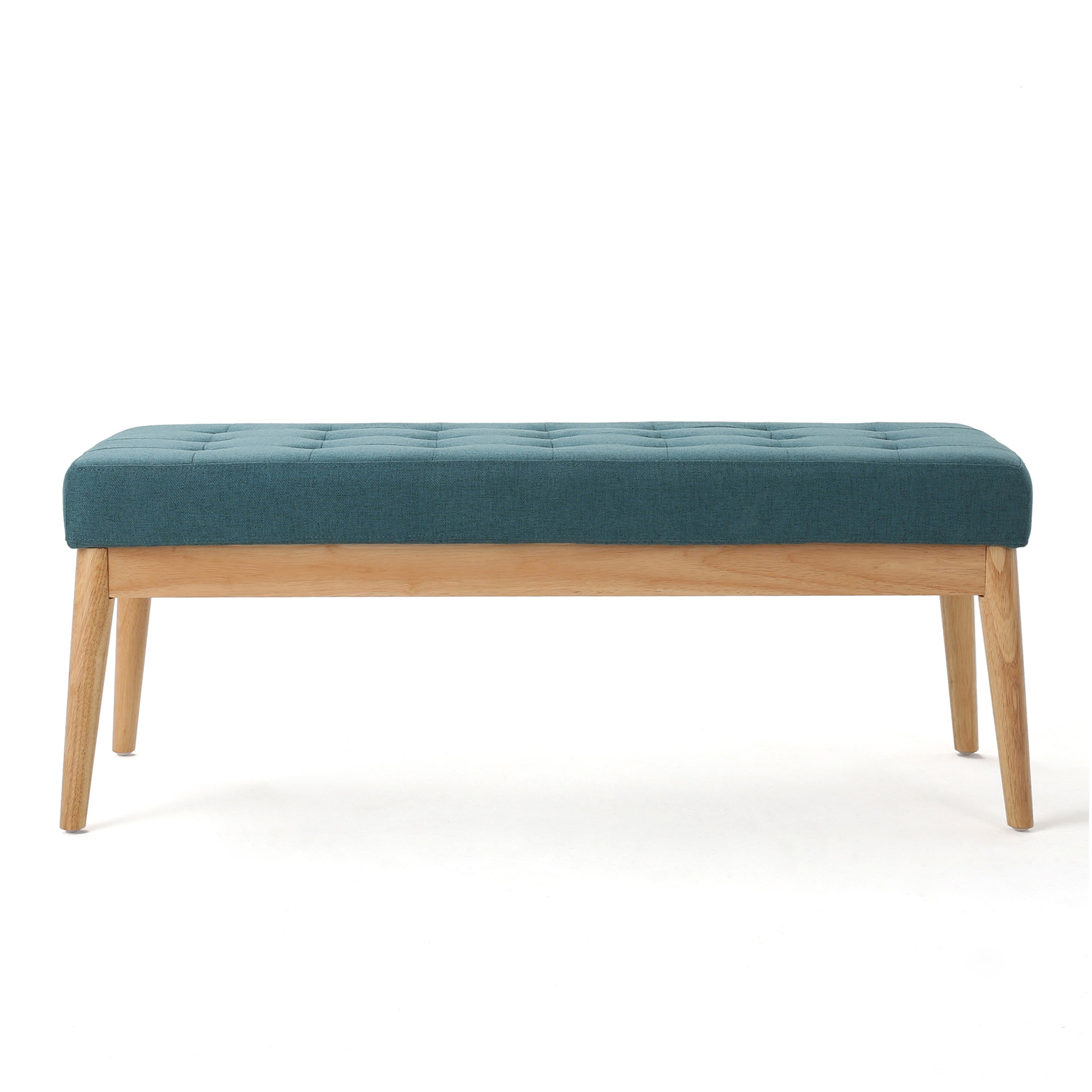 Christopher Knight Home Mid-Century Modern Tufted Upholstered Bench with Birch Wood Legs