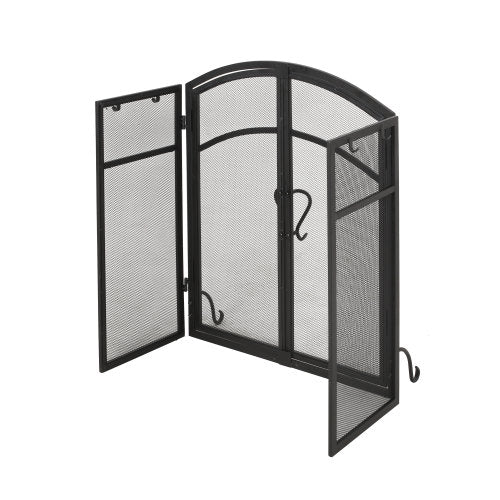 Christopher Knight Home Brightwell Iron Fireplace Screen with Door and Tools, Matte Black