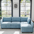 Christopher Knight Home Julius 98.5  Flexible Modular Chenille L Shape Sofa with Storage, Blue