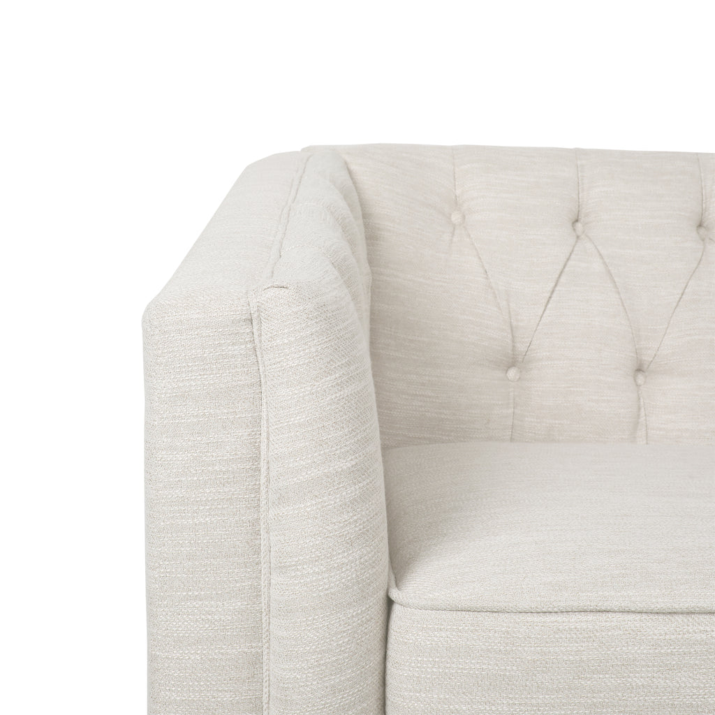 Tufted Loveseat with Birch Wood Legs – Modern Tub-Style Small Space Sofa