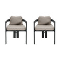 Christopher Knight Home Jonas Outdoor Modern Aluminum Dining Chairs with Cushion (Set of 2) , Black/Beige