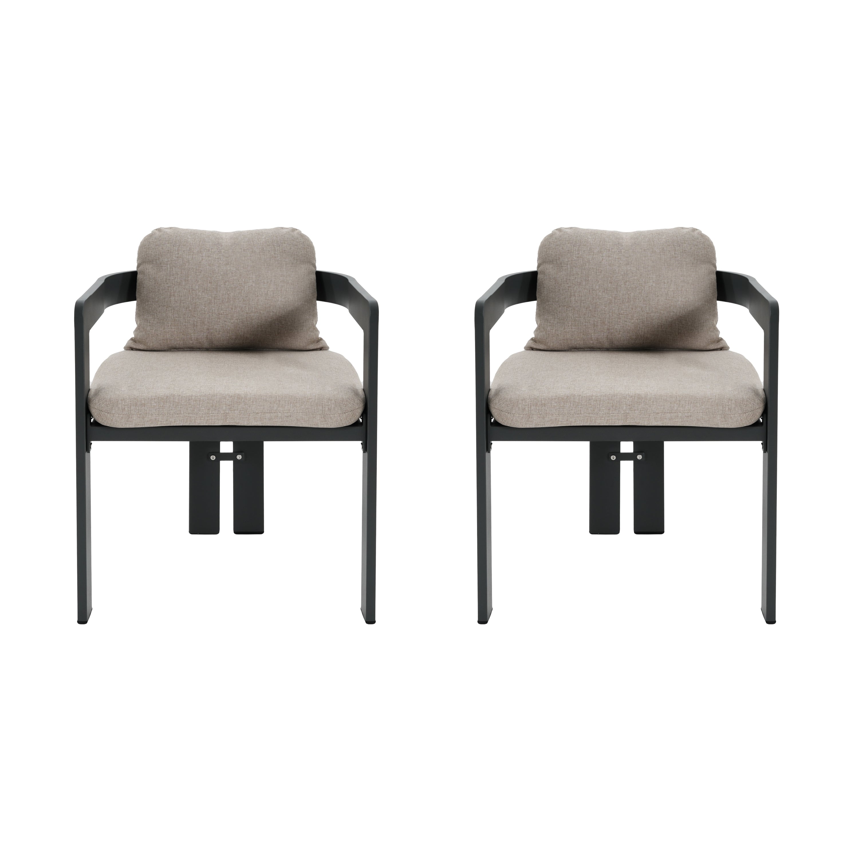 Christopher Knight Home Jonas Outdoor Modern Aluminum Dining Chairs with Cushion (Set of 2) , Black/Beige