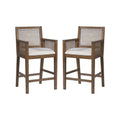 Christopher Knight Home Linnea French Country Handwoven Rattan Rubberwood Upholstered Counter Stools (Set of 2), Brown