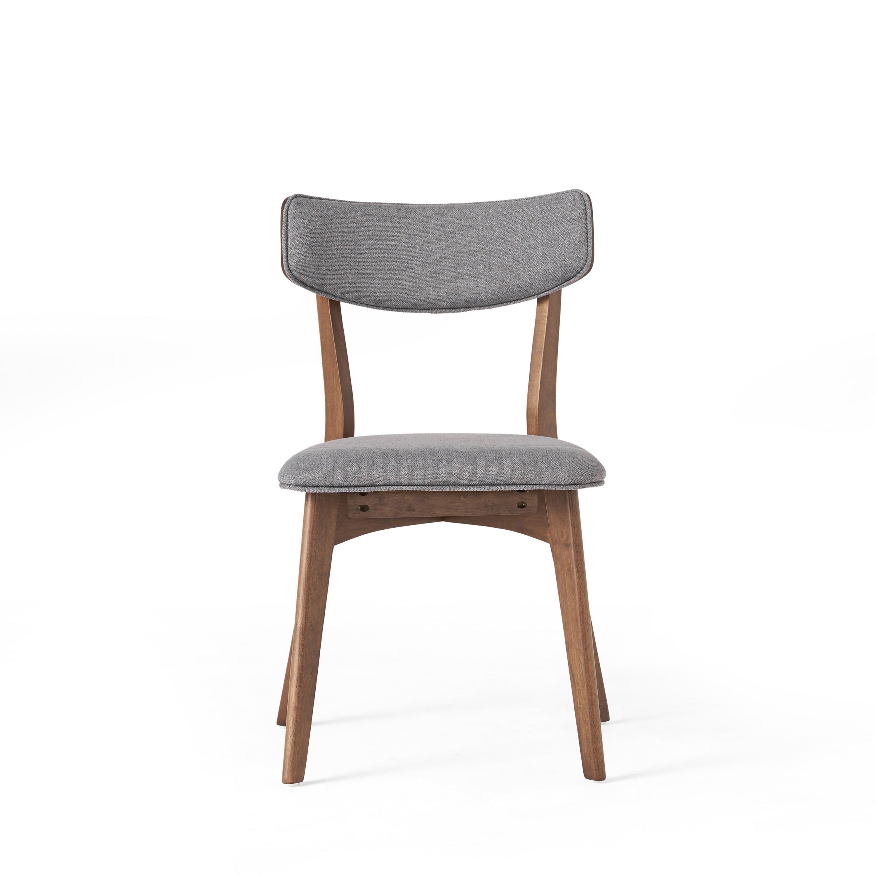 GDFStudio Crystal Rubberwood Upholstered Dining Chairs (Set of 2), Dark Gray/Walnut