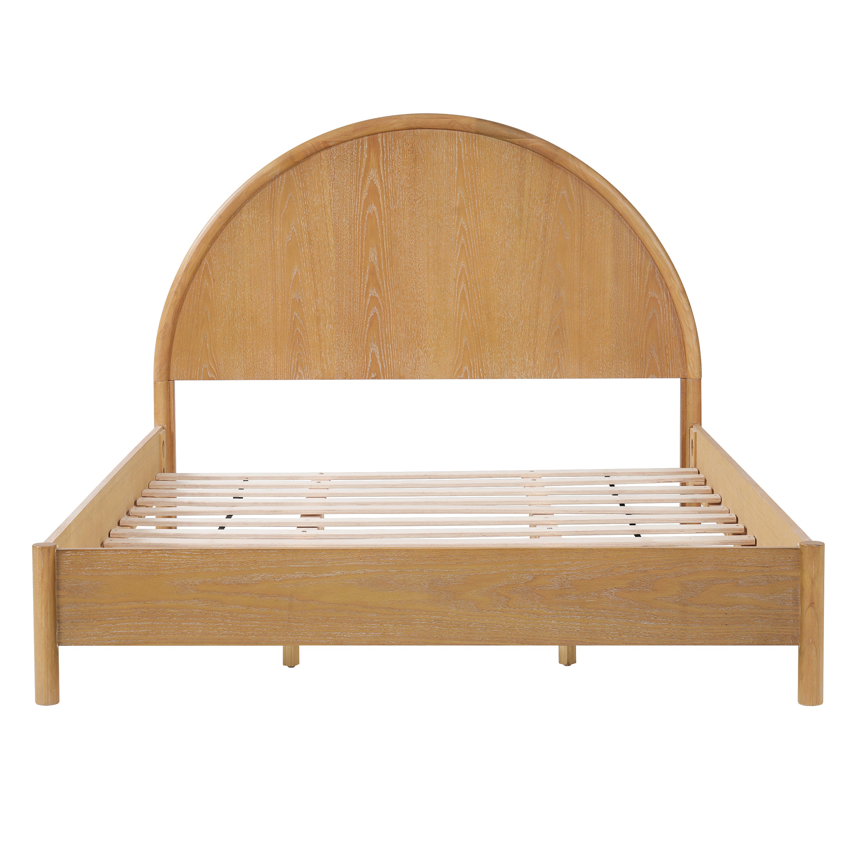Christopher Knight Home Mireille Scandinavian Rubberwood Clearance Bed with Arched Headboard, Natural, Queen