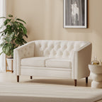 Tufted Loveseat with Birch Wood Legs ¨C Modern Tub-Style Small Space Sofa