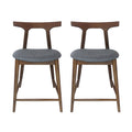 Christopher Knight Home Wanda Mid-Century Modern Rubberwood Upholstered Counter Stools (Set of 2), Charcoal/Walnut