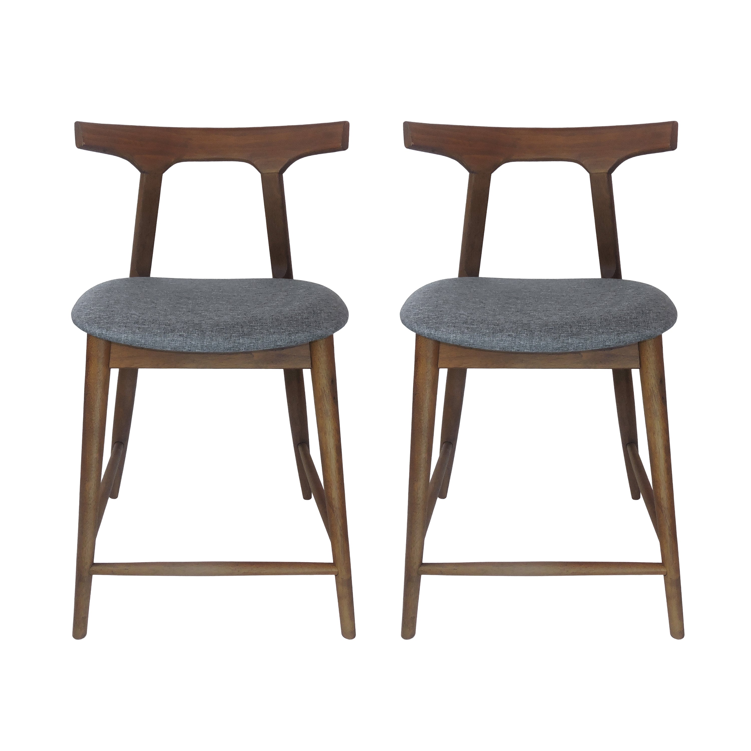 Christopher Knight Home Wanda Mid-Century Modern Rubberwood Upholstered Counter Stools (Set of 2), Charcoal/Walnut