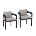 Christopher Knight Home Patio Modern Aluminum Upholstered Dining Chairs with Wood Grain Finish (Set of 2)