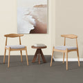 GDFStudio Virgil Mid Century Modern Fabric and Rubberwood Dining Chairs (Set of 2), Beige/Natural Oak