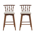 Christopher Knight Home Doria Modern Rubberwood Upholstered Barstools (Set of 2), Walnut/Beige