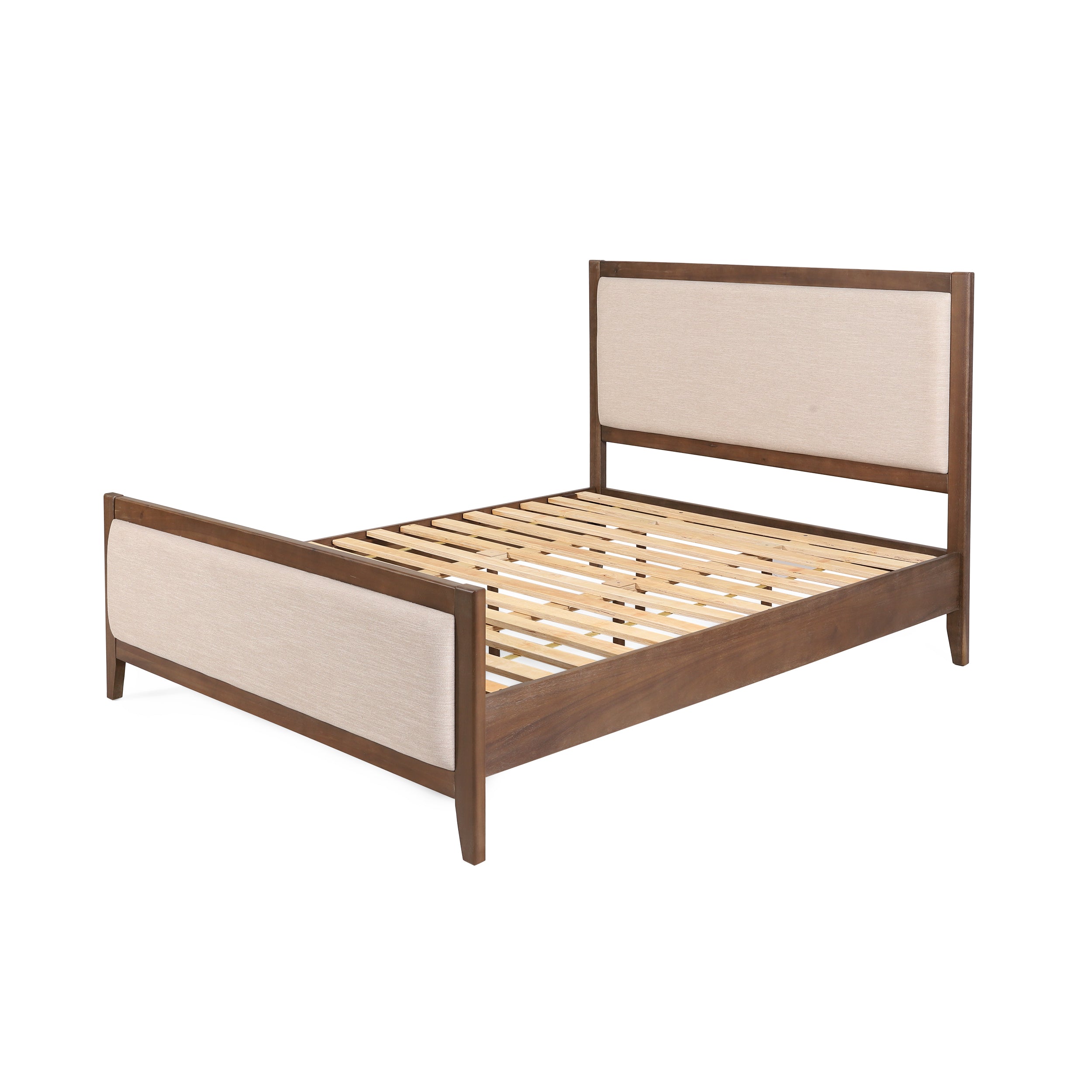 Christopher Knight Home Aura Acacia Wood Upholstered Bed Frame with Headboard and Footboard, Cal King