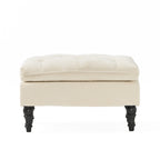 Christopher Knight Home Rectangular Tufted Pillow-Top Ottoman with Birchwood Frame & Turned Legs