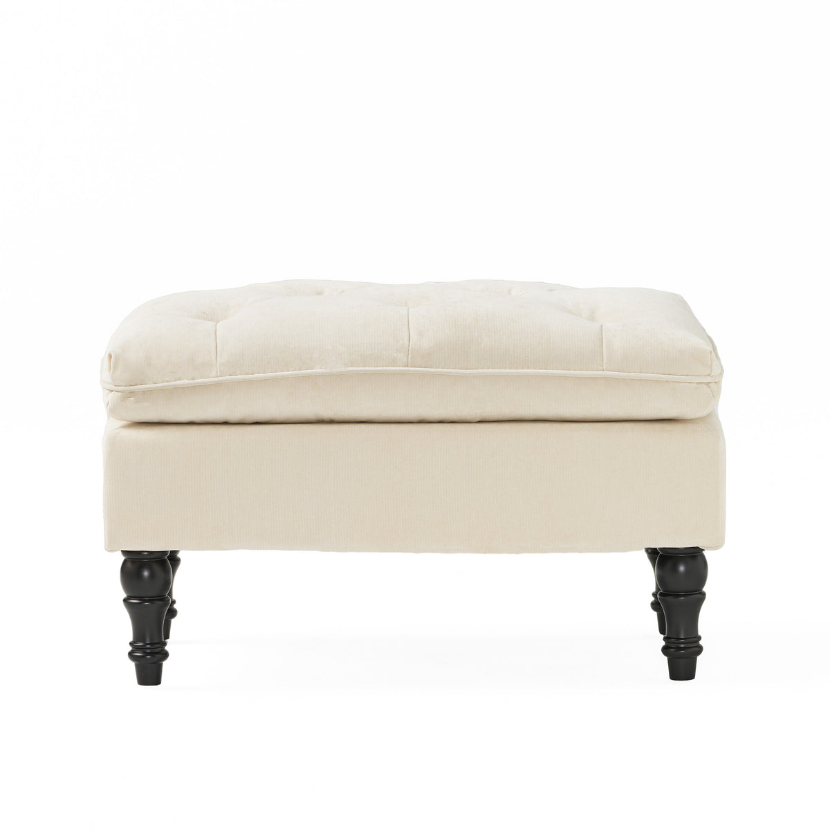 GDFStudio Jeremy Contemporary Fabric Tufted Pillow Top Ottoman, Cream