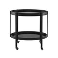 Christopher Knight Home Draviel Modern Oval Bar Cart with 2 Tempered Glass Shelves and 4 Casters, Black