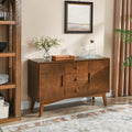 GDFStudio Sigrid Mid Century Modern 47.3" Wood Storage Sideboard with 2 Doors and 3 Drawers, Navy Brown