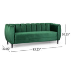 Modern Glam Velvet Sofa with Channel Stitching & Birch Wood Legs ¨C Luxury Upholstered Living Room Couch